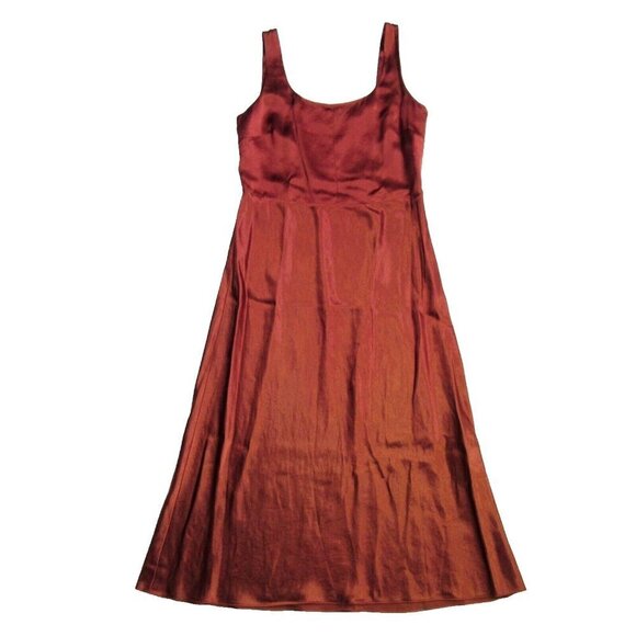 NWT Vince Sleeveless Fitted Satin Slip Midi in Sangre Scoop Neck Dress 2 $325 - Picture 5 of 6